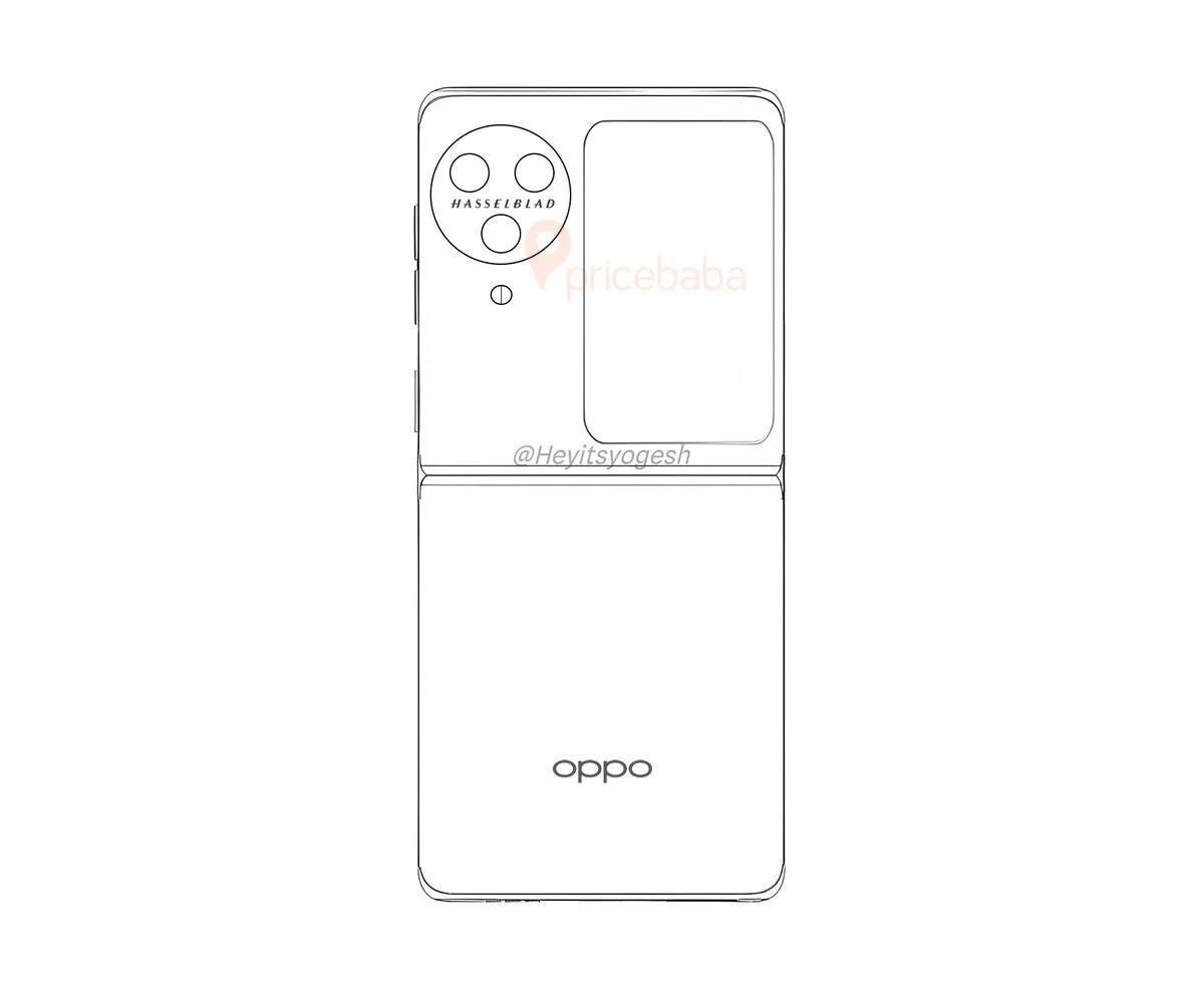 完美平台 完美电竞APPOPPO Find N3 Flip 竖折叠屏手机设计线稿曝光配备哈苏三摄镜头(图2)